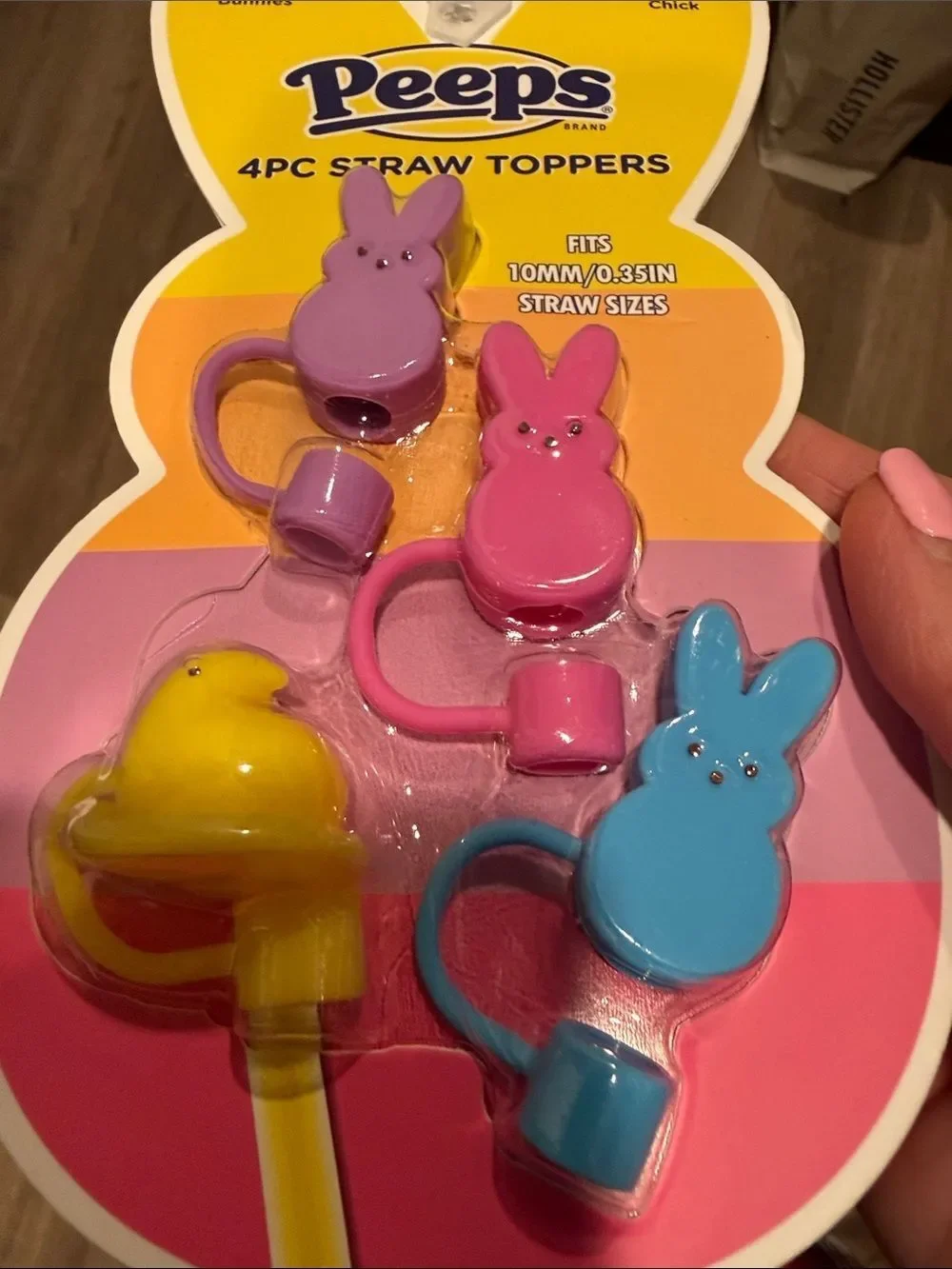 Peeps Kids 4pc Straw Toppers - Purple, Pink, Blue, Yellow